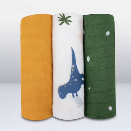 Lot de 3 langes bamboo set 70 x 70 cm en bambou, absorbants, antibactériens et thermorégulateurs Multi coloured 3 - vertbaudet enfant 