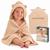 Serviette de bain à capuche muslin hooded towel 80 x 80 cm en mousseline 100 % coton, douce et absorbante Beige sand+Green forest+Grey sky+Pink baby 1 - vertbaudet enfant 