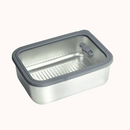 Boîte en inox compatible micro-ondes avec couvercle en verre - 1300 ml Multi-coloured 1 - vertbaudet enfant 