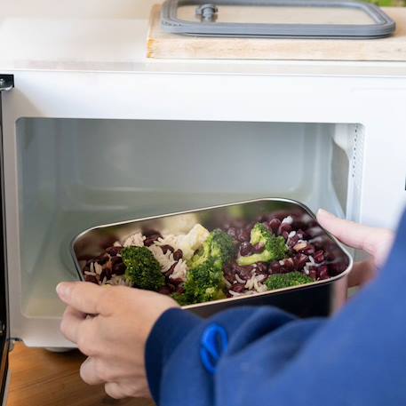 Boîte en inox compatible micro-ondes avec couvercle en verre - 1300 ml Multi-coloured 2 - vertbaudet enfant 