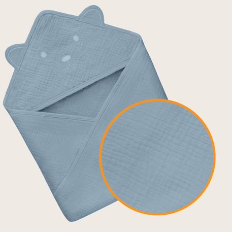 Serviette de bain à capuche muslin hooded towel 80 x 80 cm en mousseline 100 % coton, douce et absorbante Beige sand+Green forest+Grey sky+Pink baby 15 - vertbaudet enfant 