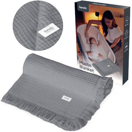 Couverture en mousseline muslin blanket 70 x 100 cm en coton, 6 couches, respirante et polyvalente Dove grey+Dusty pink+Natural cream+Stone blue 1 - vertbaudet enfant 