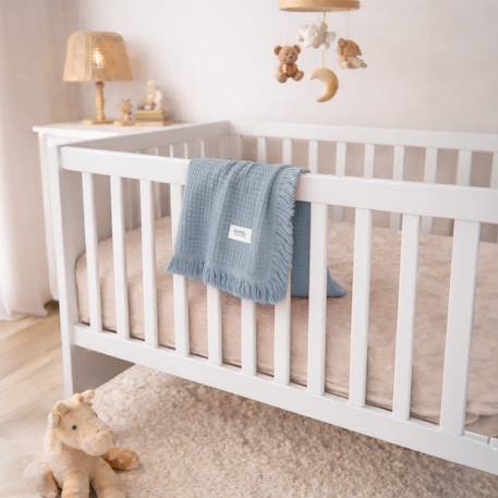 Couverture en mousseline muslin blanket 70 x 100 cm en coton, 6 couches, respirante et polyvalente Dove grey+Dusty pink+Natural cream+Stone blue 20 - vertbaudet enfant 