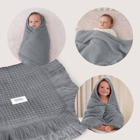 Couverture en mousseline muslin blanket 70 x 100 cm en coton, 6 couches, respirante et polyvalente Dove grey+Dusty pink+Natural cream+Stone blue 6 - vertbaudet enfant 