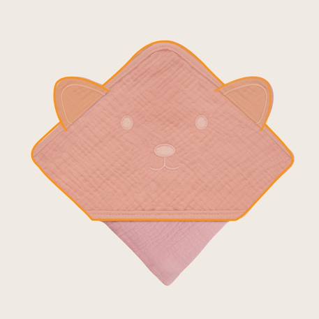 Serviette de bain à capuche muslin hooded towel 80 x 80 cm en mousseline 100 % coton, douce et absorbante Beige sand+Green forest+Grey sky+Pink baby 23 - vertbaudet enfant 