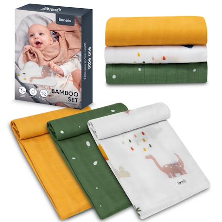 Lot de 3 langes bamboo set 70 x 70 cm en bambou, absorbants, antibactériens et thermorégulateurs Multi coloured 1 - vertbaudet enfant 