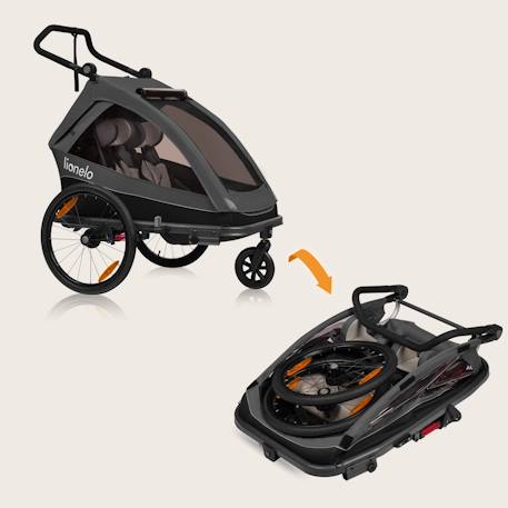 Remorque vélo 2en1 cama pour 2 enfants jusqu’à 6 ans avec fonction poussette tout-terrain Grey graphite+Grey stone 5 - vertbaudet enfant 