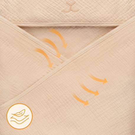 Serviette de bain à capuche muslin hooded towel 80 x 80 cm en mousseline 100 % coton, douce et absorbante Beige sand+Green forest+Grey sky+Pink baby 4 - vertbaudet enfant 