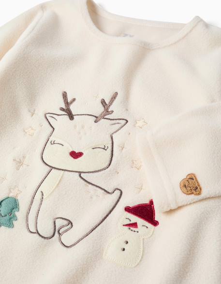 Pyjama Noel en polaire avec broderie de renne Blanc 3 - vertbaudet enfant 