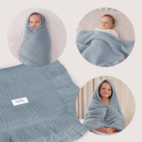 Couverture en mousseline muslin blanket 70 x 100 cm en coton, 6 couches, respirante et polyvalente Dove grey+Dusty pink+Natural cream+Stone blue 24 - vertbaudet enfant 