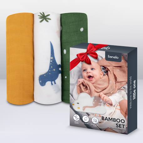 Lot de 3 langes bamboo set 70 x 70 cm en bambou, absorbants, antibactériens et thermorégulateurs Multi coloured 6 - vertbaudet enfant 