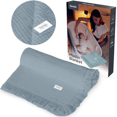 Couverture en mousseline muslin blanket 70 x 100 cm en coton, 6 couches, respirante et polyvalente Dove grey+Dusty pink+Natural cream+Stone blue 19 - vertbaudet enfant 