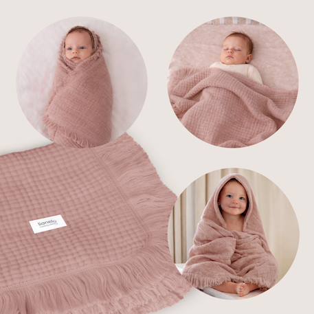 Couverture en mousseline muslin blanket 70 x 100 cm en coton, 6 couches, respirante et polyvalente Dove grey+Dusty pink+Natural cream+Stone blue 12 - vertbaudet enfant 