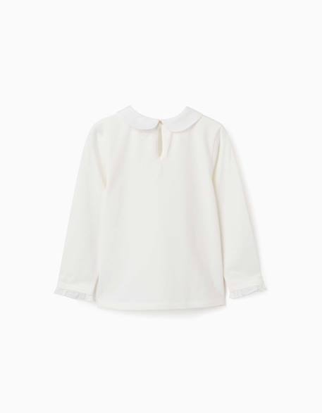 T-shirt en coton à manches longues avec plis sur le devant Blanc 2 - vertbaudet enfant 