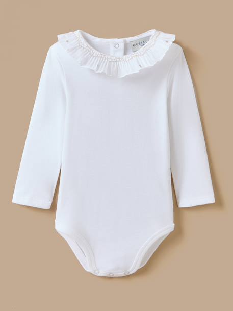Body col smocké brodé bébé Blanc casse 1 - vertbaudet enfant 