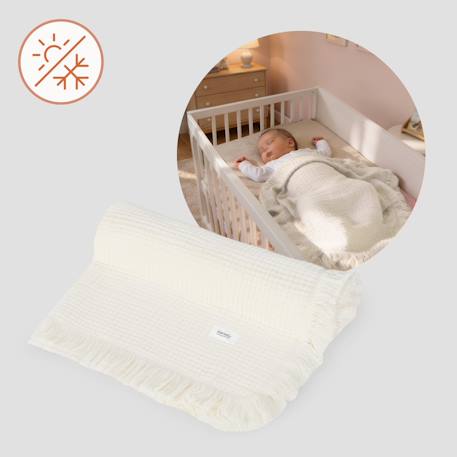 Couverture en mousseline muslin blanket 70 x 100 cm en coton, 6 couches, respirante et polyvalente Dove grey+Dusty pink+Natural cream+Stone blue 16 - vertbaudet enfant 