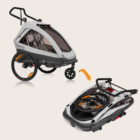 Remorque vélo 2en1 cama pour 2 enfants jusqu’à 6 ans avec fonction poussette tout-terrain Grey graphite+Grey stone 11 - vertbaudet enfant 