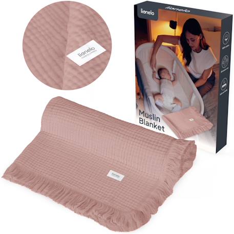 Couverture en mousseline muslin blanket 70 x 100 cm en coton, 6 couches, respirante et polyvalente Dove grey+Dusty pink+Natural cream+Stone blue 7 - vertbaudet enfant 