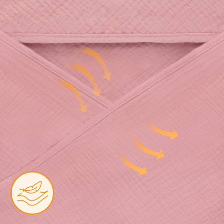Serviette de bain à capuche muslin hooded towel 80 x 80 cm en mousseline 100 % coton, douce et absorbante Beige sand+Green forest+Grey sky+Pink baby 22 - vertbaudet enfant 