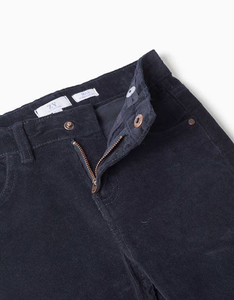 Pantalon à coupe droite en velours côtelé Beige+Bleu foncé 6 - vertbaudet enfant 