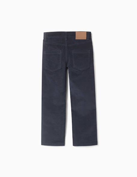 Pantalon à coupe droite en velours côtelé Beige+Bleu foncé 5 - vertbaudet enfant 