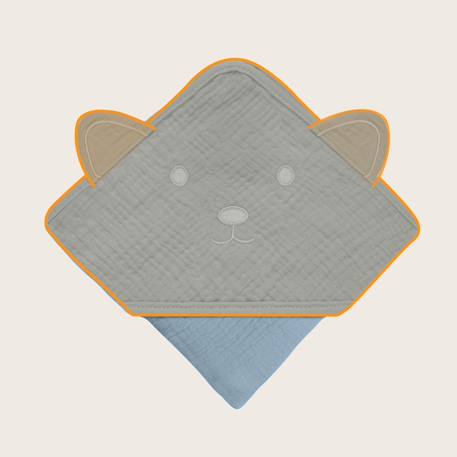 Serviette de bain à capuche muslin hooded towel 80 x 80 cm en mousseline 100 % coton, douce et absorbante Beige sand+Green forest+Grey sky+Pink baby 17 - vertbaudet enfant 