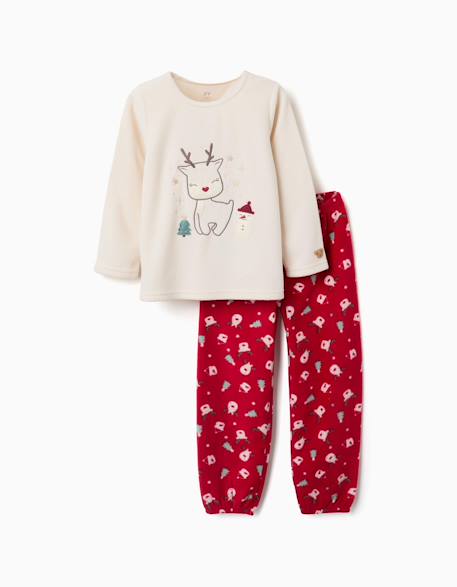 Pyjama Noel en polaire avec broderie de renne Blanc 1 - vertbaudet enfant 