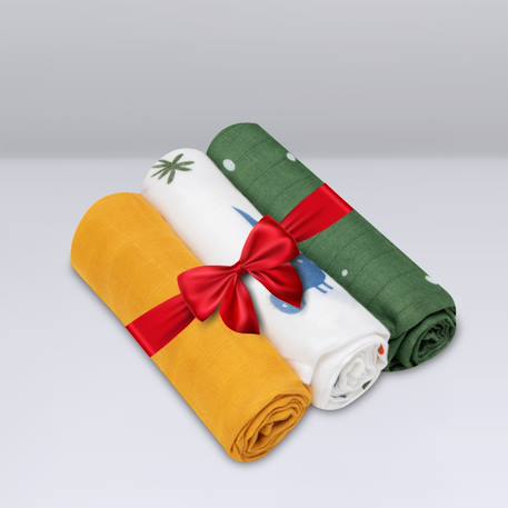 Lot de 3 langes bamboo set 70 x 70 cm en bambou, absorbants, antibactériens et thermorégulateurs Multi coloured 4 - vertbaudet enfant 