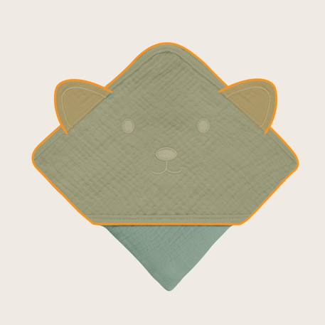 Serviette de bain à capuche muslin hooded towel 80 x 80 cm en mousseline 100 % coton, douce et absorbante Beige sand+Green forest+Grey sky+Pink baby 11 - vertbaudet enfant 