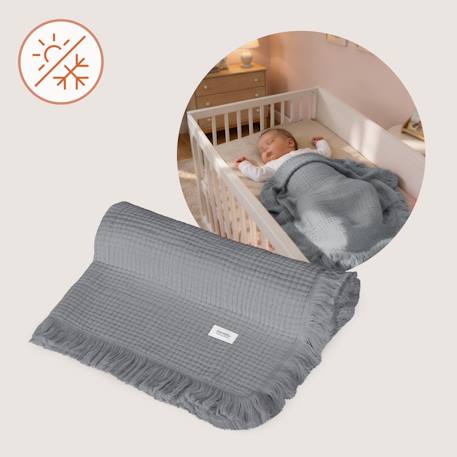 Couverture en mousseline muslin blanket 70 x 100 cm en coton, 6 couches, respirante et polyvalente Dove grey+Dusty pink+Natural cream+Stone blue 4 - vertbaudet enfant 