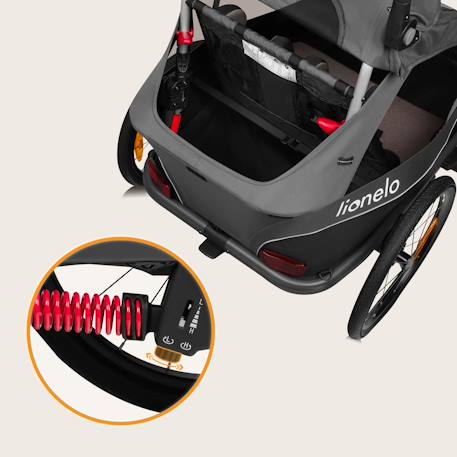 Remorque vélo 2en1 cama pour 2 enfants jusqu’à 6 ans avec fonction poussette tout-terrain Grey graphite+Grey stone 2 - vertbaudet enfant 