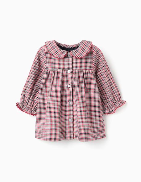 Robe à manches longues en sergé à carreaux b&s Gris clair 1 - vertbaudet enfant 