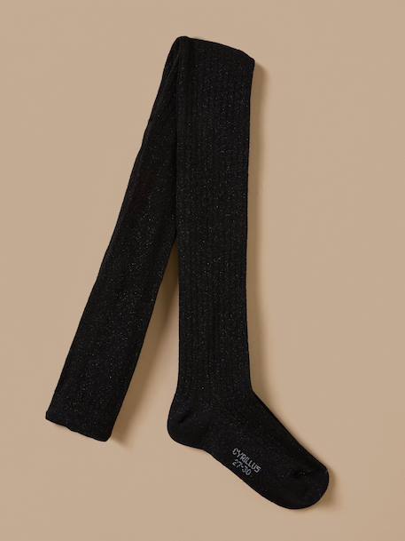 Collants métallisés à côtes fille Ecru+Noir 4 - vertbaudet enfant 