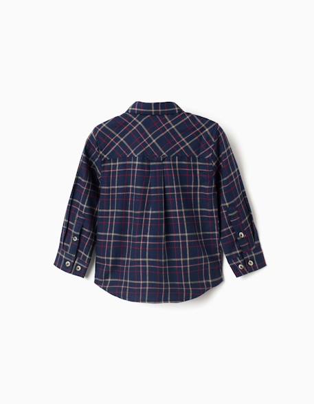 Chemise à manches longues en flanelle à motif à carreaux Bleu foncé+Rouge 2 - vertbaudet enfant 