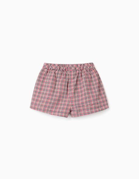 Jupe-short en sergé à motif à carreaux b&s Gris clair 2 - vertbaudet enfant 