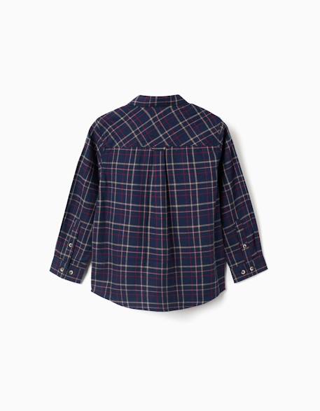 Chemise à manches longues en flanelle à motif à carreaux Bleu foncé+Rouge 2 - vertbaudet enfant 