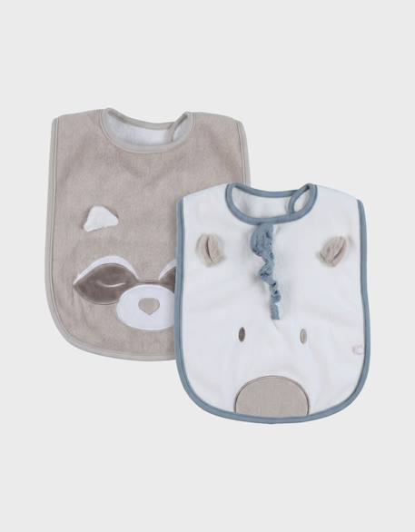 Lot de 2 bavoirs en éponge Blanc 1 - vertbaudet enfant 
