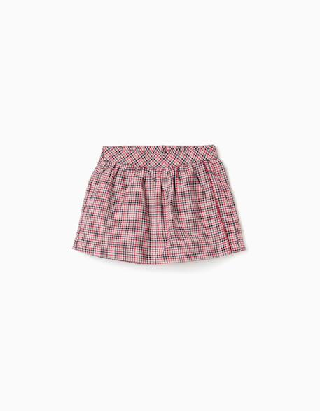 Jupe-short en sergé à motif à carreaux b&s Gris clair 1 - vertbaudet enfant 