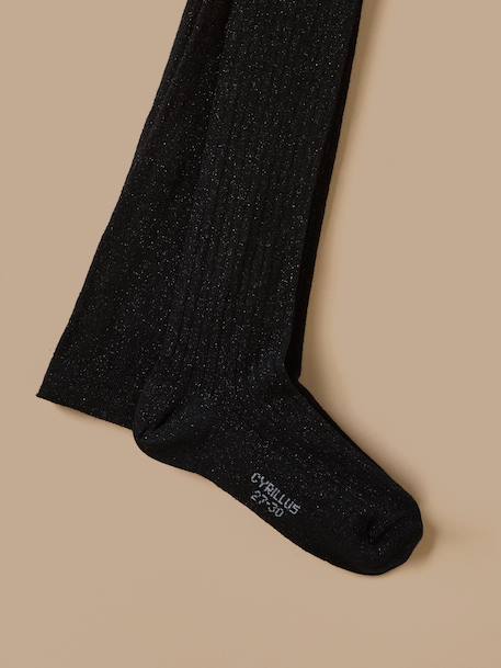 Collants métallisés à côtes fille Ecru+Noir 5 - vertbaudet enfant 