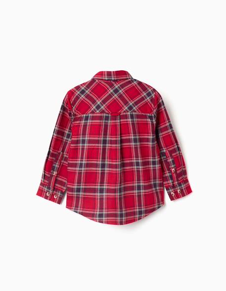 Chemise à manches longues en flanelle à motif à carreaux Bleu foncé+Rouge 5 - vertbaudet enfant 