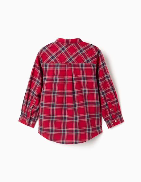 Chemise à manches longues en flanelle à motif à carreaux Bleu foncé+Rouge 5 - vertbaudet enfant 