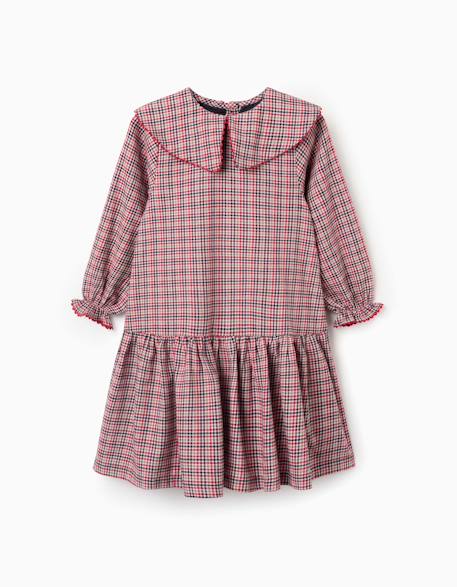 Robe à manches longues en sergé à carreaux b&s Gris clair 1 - vertbaudet enfant 