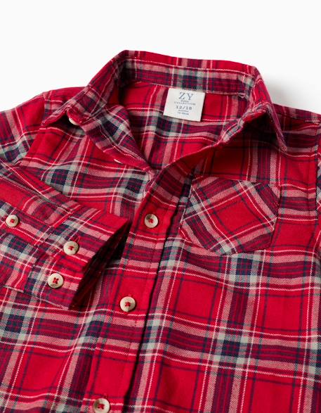 Chemise à manches longues en flanelle à motif à carreaux Bleu foncé+Rouge 6 - vertbaudet enfant 
