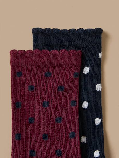 Lot de 2 paires de chaussettes fille Pois  bleu 2 - vertbaudet enfant 