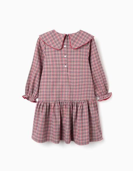 Robe à manches longues en sergé à carreaux b&s Gris clair 2 - vertbaudet enfant 