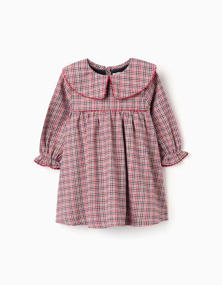 Robe à manches longues en sergé à carreaux b&s Gris clair 1 - vertbaudet enfant 