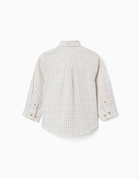 Chemise en coton à manches longues à carreaux Beige clair 2 - vertbaudet enfant 