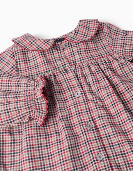 Robe à manches longues en sergé à carreaux b&s Gris clair 3 - vertbaudet enfant 