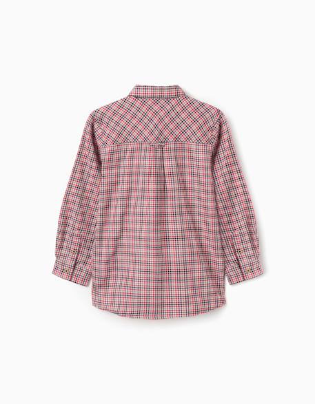 Chemise en coton à manches longues à carreaux b&s Beige clair 2 - vertbaudet enfant 