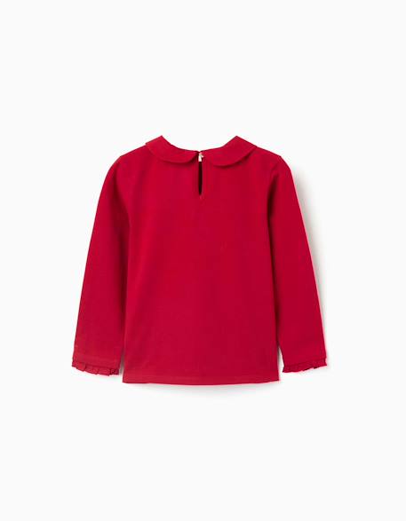 T-shirt en coton à manches longues avec plis sur le devant Rouge 2 - vertbaudet enfant 